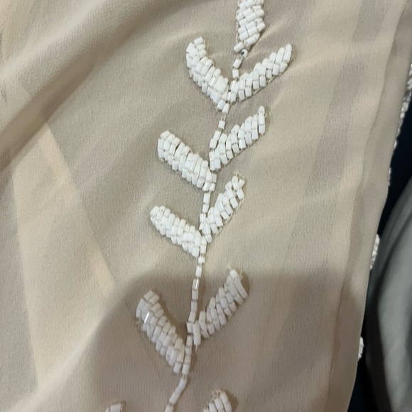 Free people Ivory SheerCover-Up with Leaf beaded embellishments size S - Picture 6 of 6